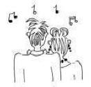 Cartoon Backview of Couple Singing