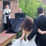 Sovra Newman singing at a wedding at Layer Marney Tower, Essex.