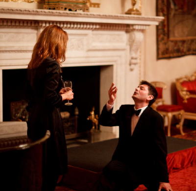 Stephen Antony Brown 'wooing' a guest at The Lusso Christmas event at Goldsmiths' Hall. Picture by Douglas Fry from Piranha Photography