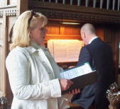 Soprano Sovra Newman singing at a wedding ceremony