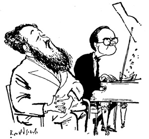 Cartoon of Flanders & Swann by Ronald Searle